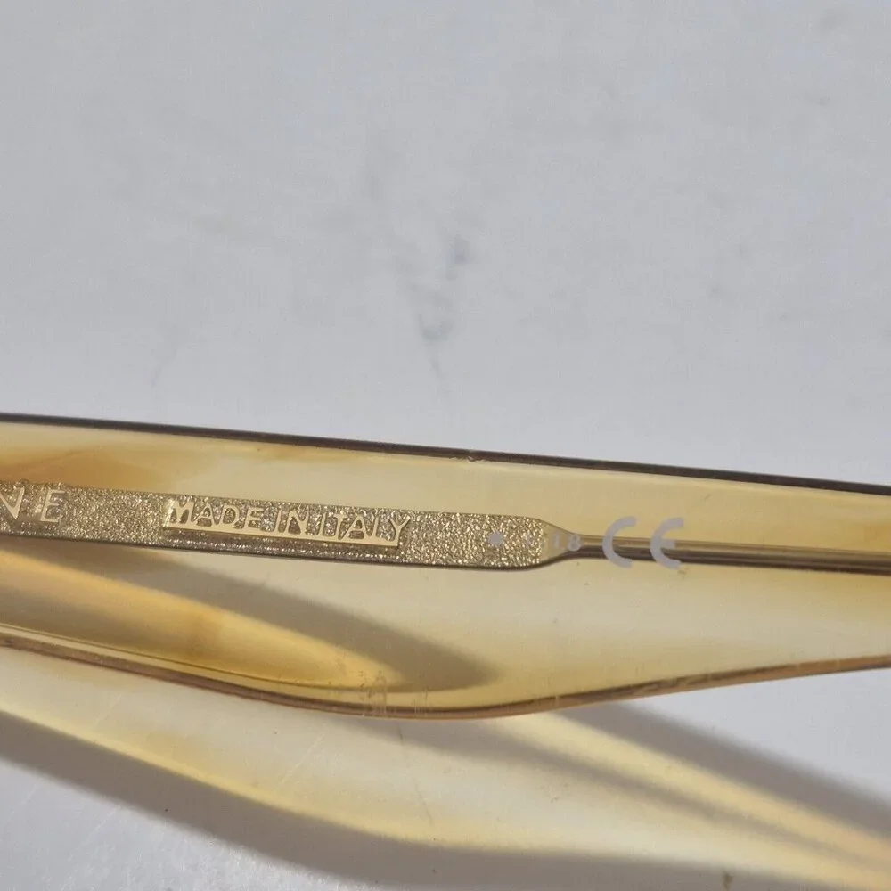 Celine Yellow  Clear Tortoiseshell Square Tinted Sunglasses Made In Italy - Picture 10 of 15